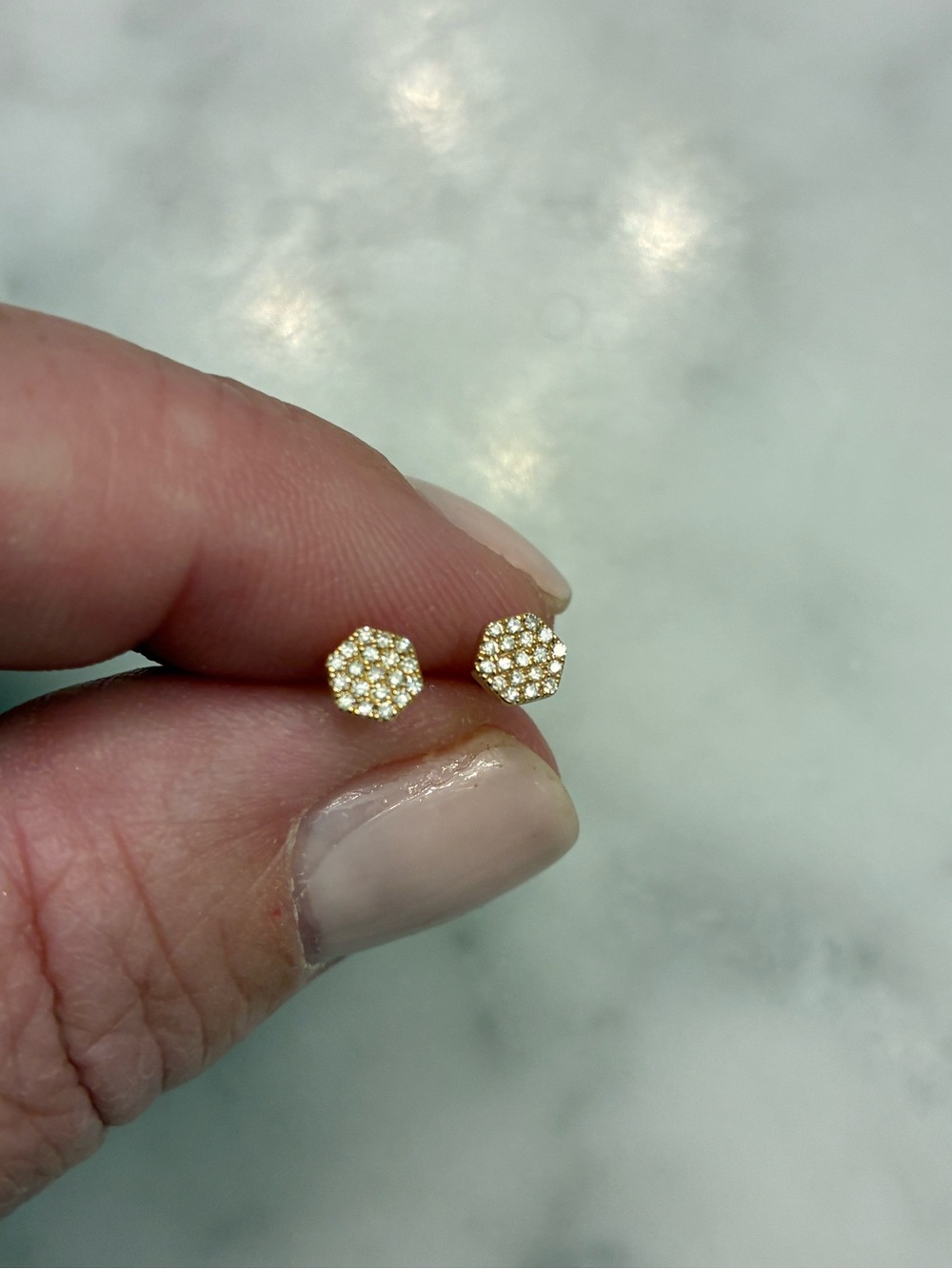 Jennifer Meyer 14k Gold Pavé Hexagon Stud Earrings - Women Jewelry